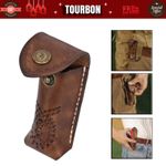 TOURBON Leather Mini Pocket Knife Sheath Knives Case Belt Clip Pouch Camping