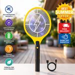 Rechargeable Electric Fly Swatter Zapper USB-C LED 3000V Mosquito Bug Racket
