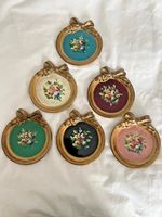 Set Of Six Hand painted Gilded Italian Florentine Wooden Bow Ribbon Coasters
