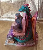 Fantasy Wizard on Throne with Dragon Resin Figurine Vintage Ornament Multicolour