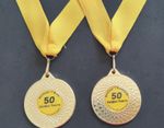Personalised Wedding Medal 50mm Gold Ribbon – Anniversary Gift Engraved Option