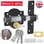 50mm Gate Lock Garden Security Double Long Throw Bolt Rim Lock 5 Keys Both Side