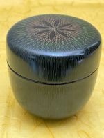 Japanese Tea Caddy Container Natsume, large jujube, chrysanthemum carving, Sai N