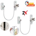 2X White Window Door Cable Restrictor Ventilator Child Baby Safety Security Lock