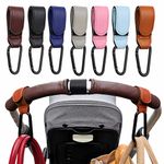 2x Leather Pram Hooks Buggy Clips Stroller Pushchair Bag Hangers Heavy Duty