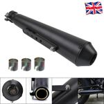 Universal Black Custom Megaphone Motorcycle Exhaust Silencer Cafe Racer New UK