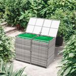 Double Wheelie Bin Storage Store Rattan Shed Outdoor Garden Rubbish Dustbin Shed