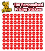 Personalised Pricing Stickers - Ice cream van, catering, 10 colours, any prices