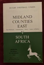 Midland Counties East v South Africa Rugby Programme 1969 Springboks Tour Leices