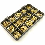 270 PIECE ASSORTED PIECE SOLID BRASS M3 M4 M5 SLOTTED CSK MACHINE SCREW BOLT KIT