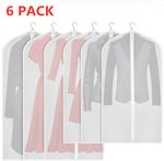 6x Clothes Covers Dust Mould Mildew & Moth Resistant Hanging Bags
