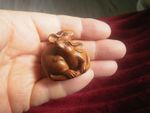 Hand Carved wood netsuke Mice pair cuddle up boxwood collectable figure