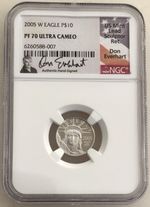 2005-W $10 PLATINUM EAGLE STATUE OF LIBERTY NGC PF70 EVERHART - 1/10 Oz