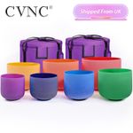 CVNC 432Hz 6"-12" 7 Pcs Colored Frosted Quartz Crystal Singing Bowls Set W/Cases