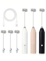 1pcsRechargeable Electric Milk Frother 3 Speed 300mAh Stainless Steel Mini Mixer