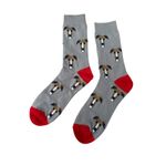 WHIPPET GREY SOCKS WITH RED HEEL AND TOE DOG LOVER GIFT UNISEX COTTON BLEND