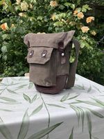 Swedish Army M39 Protective Equipment Shouldet Bag Grey Canvas Leather Vintage