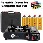 Butane Gas Portable Stove Cooker Outdoor Camping Single Burner With Carry Case