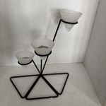 PartyLite Intrigue Candle Holder Frosted Glass  3 Votive Holder VINTAGE   13"