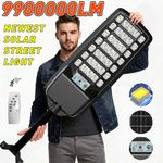 Commercial 9900000LM LED Solar Street Light Motion Sensor Dusk-to-Dawn Road Lamp
