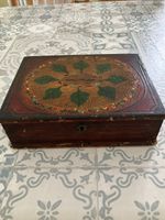 Small Writing Box Wooden Painted Decoration with Lock & Parker Pen Gift Box