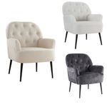 Mid Century Armchair Comfy Tub Sofa with Metal Legs, Linen Fabric for Living