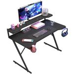 Gaming Desk PC Computer Workstation Carbon Table w/ Headphone Hook & Cup Holder