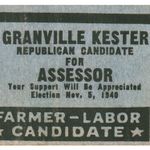 1940 Granville Kester County Assessor Republican Party Candidate Election Vote 2