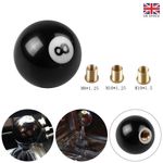 Universal Car 8 Pool Ball Gear Knob Shift Stick With Three Brass Inserts Black