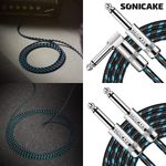 SONICAKE 3M Guitar Leads Right Angle/Straight Jack Noiseless Braided Instrument 