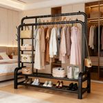 Heavy Duty Double Clothes Rail 120KG Load Clothes Rack for Bedroom Open Wardrobe