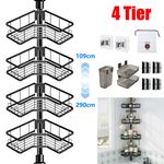 4 Tier Telescopic Bathroom Shower Caddy Wall Corner Shelf Rack Storage Organizer
