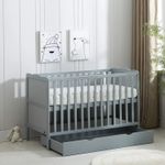 Wooden Baby Cot Bed & Drawer & Aloe Vera Mattress (Orlando Drawer)