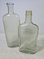Vintage Sanizal and Chemist Poison Clear Glass Bottles X2 Empty Collectable Prop
