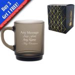 Personalised Engraved 260ml Retro Smoked Glass Tea and Coffee Mug with Gift Box