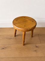 Antique Vintage Style Farmhouse Wooden Milking Stool Seat