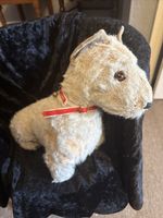 Vintage Deans 1940s Terrier Dog Stuffed Toy Plush with Original Deans Label Rare