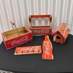 Vintage Coca-Cola Rustic Wooden Décor Collection 6 Pc Birdhouse Caddies Handmade