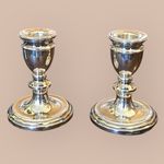 Pair Silver Filled Candlesticks Mappin Neale Webb Brown Birmingham c1910 10cm