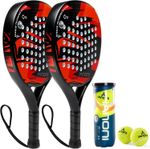 ianoni Padel Racket Set with Balls - Carbon Fibre Surface EVA Memory Flex Foam
