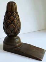 Antique Treen 19th Century Mahogany Wedge Shaped Door Stop PIneapple Finial