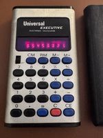 Vintage Universal Calculator Executive, Silver / black with case