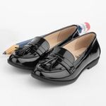 Lilley Womens Shoes Black Adults Ladies Loafer Patent Slip On School SIZE