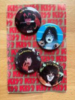 Kiss 1980 UK tour button badges with original ticket. Stafford Bingley Hall Gig