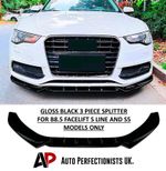 For Audi A5 S5 S Line B8.5 FACELIFT Gloss Black Front Splitter Spoiler 2011-16