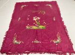 Vintage Chinese Silk Velvet Floral Embroidered Home Decor Bedspread 197x160cm