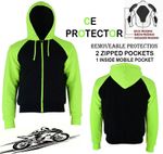 Mens Black / HiViz Fleece Hoodie Removable CE Armour Motorbike/Motorcycle Jacket