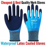 Waterproof Latex Coated Work Safety Grip Gloves Builders Gardening Mechanic