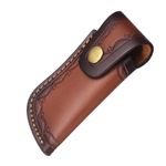 Leather Pocket Knife Sheath 4.92" Genuine Folding Knife Case, Brown
