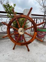 36 Inch Big Ship Steering Wheel Wooden Antique Teak Brass Nautical Pirate Ship's